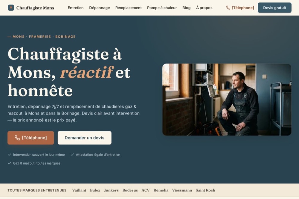 Aperçu du site chauffagiste-mons.be