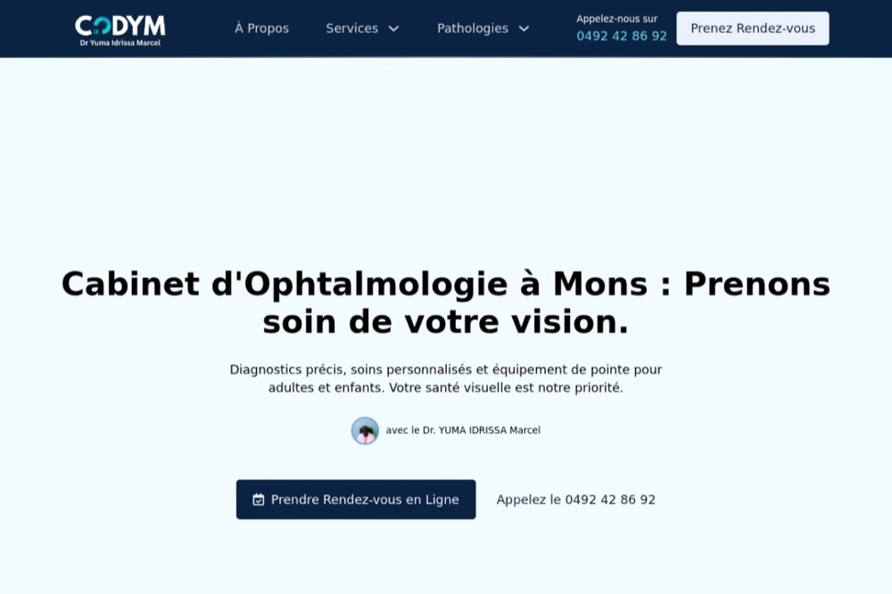 Aperçu du site ophtalmomons.be